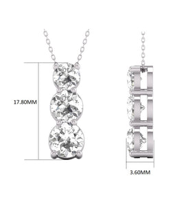 IGI Certified 2ct TW Three Stone Snow Hidden Lab Grown Diamond Pendant Necklace for Women Available in 14K White Gold and Yellow Gold (F-G Color VS-SI Clarity)
