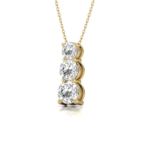 IGI Certified 1.5ct TW Three Stone Snow Hidden Lab Grown Diamond Pendant Necklace for Women Available in 14K White Gold and Yellow Gold (F-G Color VS-SI Clarity)