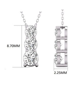 IGI Certified 1/4ct TW Three Stone Snow Hidden Lab Grown Diamond Pendant Necklace for Women Available in 14K White Gold and Yellow Gold (F-G Color VS-SI Clarity)