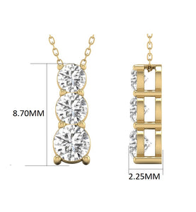 IGI Certified 1/4ct TW Three Stone Snow Hidden Lab Grown Diamond Pendant Necklace for Women Available in 14K White Gold and Yellow Gold (F-G Color VS-SI Clarity)