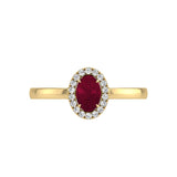 Oval Shape Natural Diamond & Gemstone Ring in 14K White & Yellow Gold