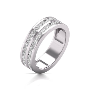 1/2 Carat TW Round Shape Natural Diamond Fashion Ring for Men in 14K White and Yellow Gold.