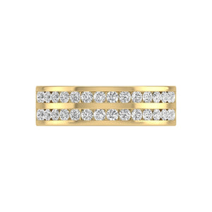 1/2 Carat TW Round Shape Natural Diamond Fashion Ring for Men in 14K White and Yellow Gold.
