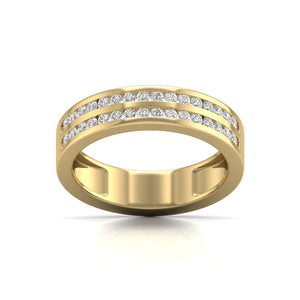 1 Carat TW Round Cut Natural Diamond Fashion Ring for Men in 14K White and Yellow Gold