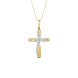 1/4 CARAT TW Natural Diamond Cross Pendant Necklace Available in 14K Two Tone White and Yellow Gold