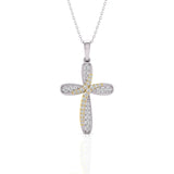 1/4 CARAT TW Natural Diamond Cross Pendant Necklace Available in 14K Two Tone White and Yellow Gold