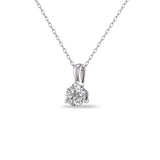 Round Diamond Three Prong Solitaire Pendant in 14K Gold Pendant (J-K Color I2-I3 Clarity)