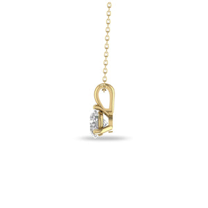 Round Diamond Three Prong Solitaire Pendant in 14K Gold Pendant (J-K Color I2-I3 Clarity).
