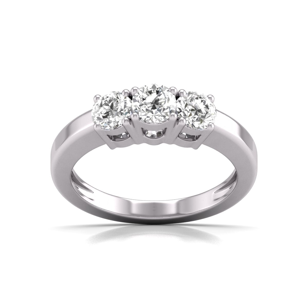 1 Carat TW Lab Grown Diamond Three Stone Engagement Ring Available in White and Yellow Gold (Color F-G, VS-SI Clarity)