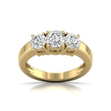 1.5 Carat TW Lab Grown Diamond Three Stone Engagement Ring Available in White and Yellow Gold (Color F-G, VS-SI Clarity)
