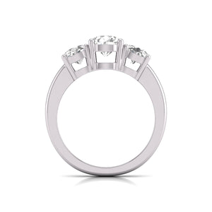 2 Carat TW Lab Grown Diamond Three Stone Engagement Ring Available in White and Yellow Gold (Color F-G, VS-SI Clarity)