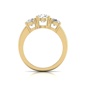 2 Carat TW Lab Grown Diamond Three Stone Engagement Ring Available in White and Yellow Gold (Color F-G, VS-SI Clarity)