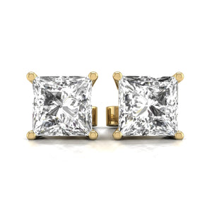 1/2 Carat TW Princess Cut Lab Grown Diamond Stud Earrings in 14K White & Yellow Gold with Secure Push Back 4 Prong Setting (F-G Color VS-SI Clarity)