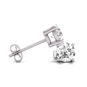 3/4 Carat TW Lab Grown Diamond Solitaire Stud Earrings in 14K White Gold with Secure Push Back 4 Prong Setting (F-G Color VS-SI Clarity)