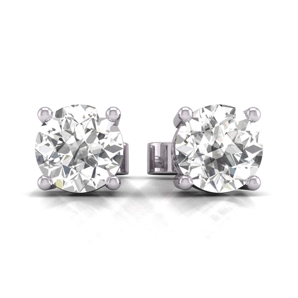 IGI Certified 3 Carat TW Lab Grown Diamond Solitaire Stud Earrings in 14K White & Yellow Gold with Secure Push Back 4 Prong Setting (F-G Color VS-SI Clarity)