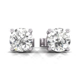 IGI Certified 2 Carat TW Lab Grown Diamond Solitaire Stud Earrings in 14K White & 14K Yellow Gold with Secure Push Back 4 Prong Setting (F-G Color VS-SI Clarity)