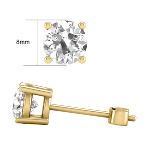 IGI Certified 4 Carat TW Lab Grown Diamond Solitaire Stud Earrings in 14K White & Yellow Gold with Secure Push Back 4 Prong Setting (F-G Color VS-SI Clarity)